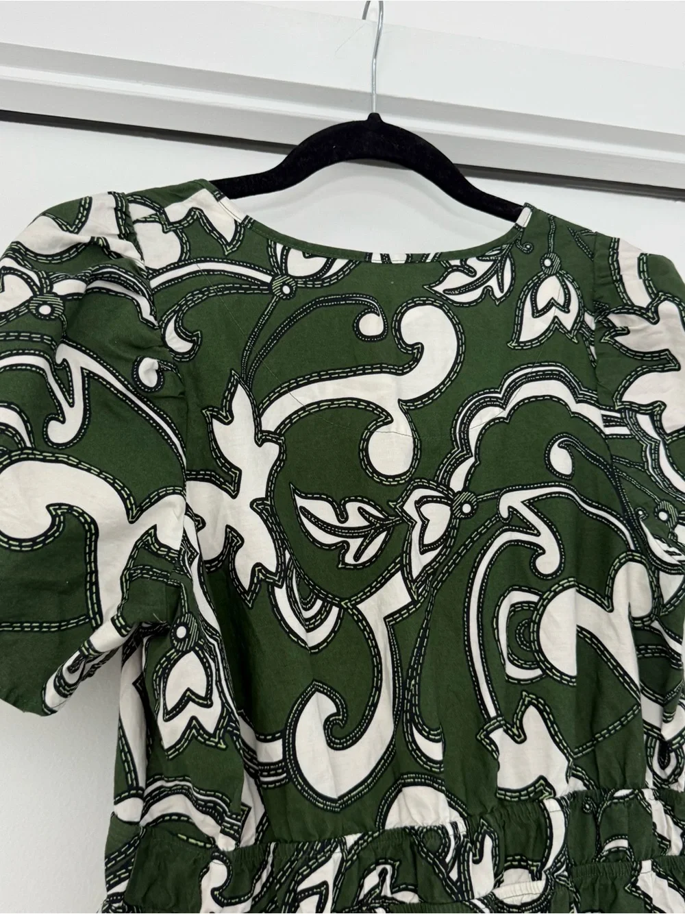 Anthropologie The Somerset Maxi Dress Puff Sleeve Green Novelty Print Small - Picture 10 of 14
